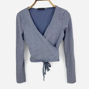 Brandy Melville Blue Floral Wrap Top